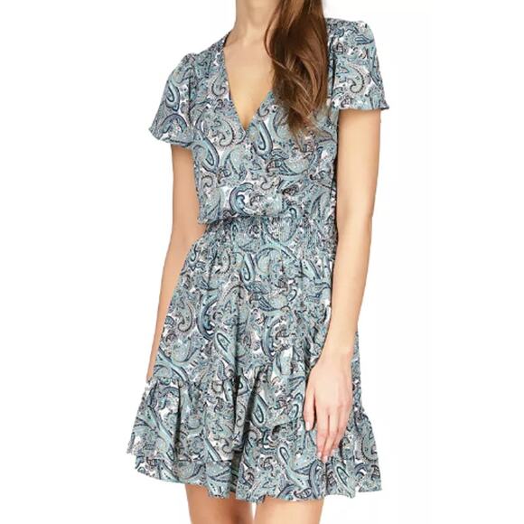 MICHAEL MICHAEL KORS Women's Paisley Faux-Wrap Mini Dress - Picture 2 of 7